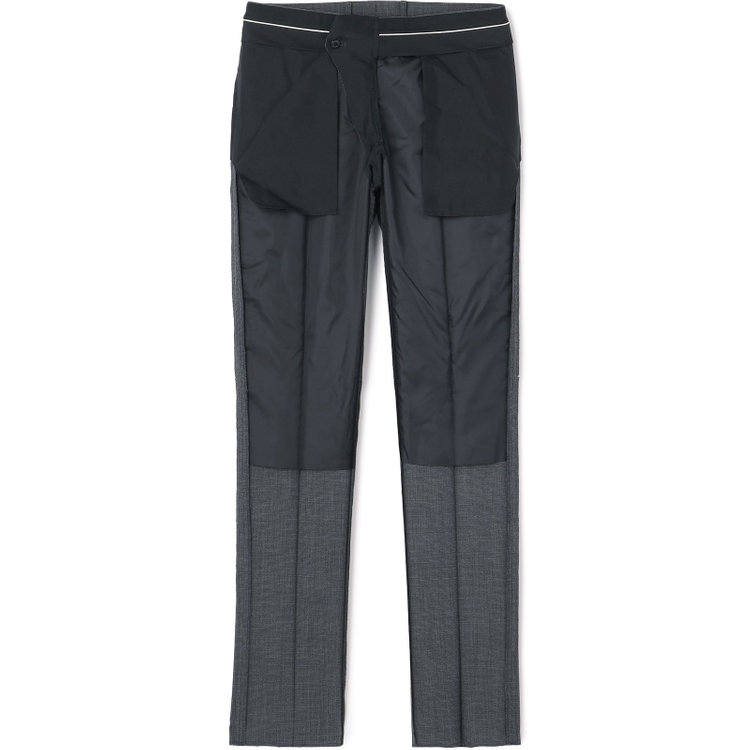 ブラックライン 【KSW】【春夏】スペアパンツ付き/2釦シングルスーツ 0タック/グレー×チェック/WASHABLE SUIT/※パンツ裾直し必要 グレー中間