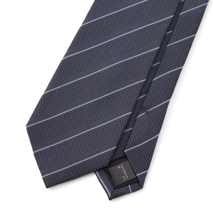 ブラックライン 【BLACK LINE】シルクブレンドストライプネクタイ 7.5cm幅/ダークブルー その他