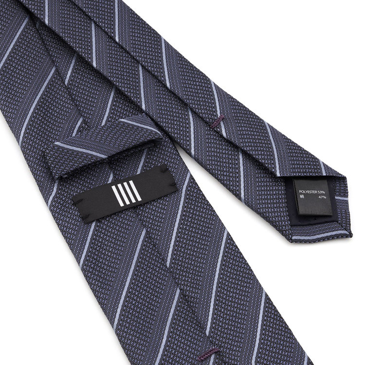 ブラックライン 【BLACK LINE】シルクブレンドストライプネクタイ 7.5cm幅/ダークブルー その他