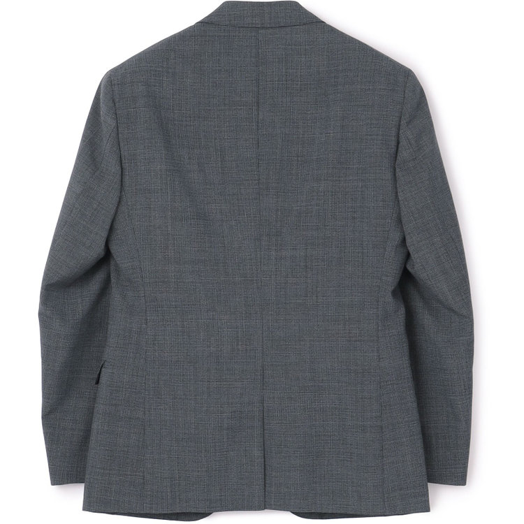 ブラックライン 【KSW】【春夏】スペアパンツ付き/2釦シングルスーツ 0タック/グレー×チェック/WASHABLE SUIT/※パンツ裾直し必要 グレー中間