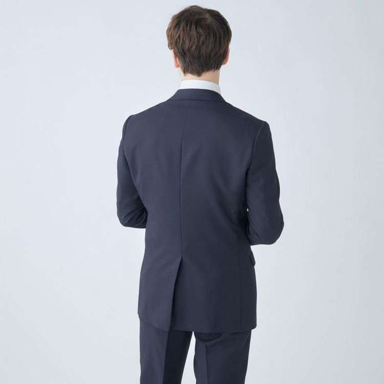 ブラックライン 【KSW】【年間】2釦シングルスーツ 0タック/ネイビー×シャドーストライプ/ウォッシャブルパンツ※裾上げ必要 紺濃色