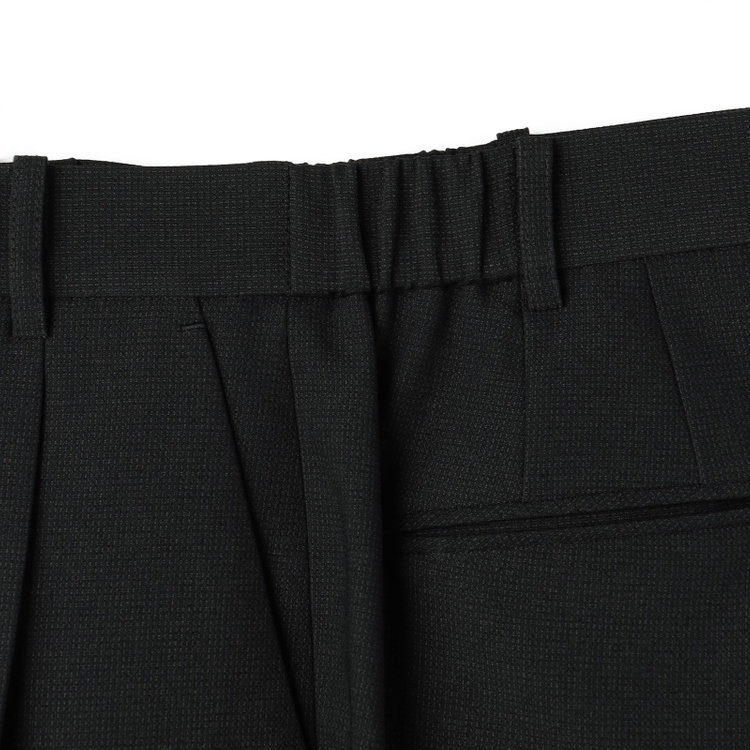 シルバーライン 【SL】【秋冬】1釦シングルパンツスーツ/ブラック×ドビー/パンツウエストシャーリング/ウォッシャブル/※パンツ裾上げ済仕様 黒