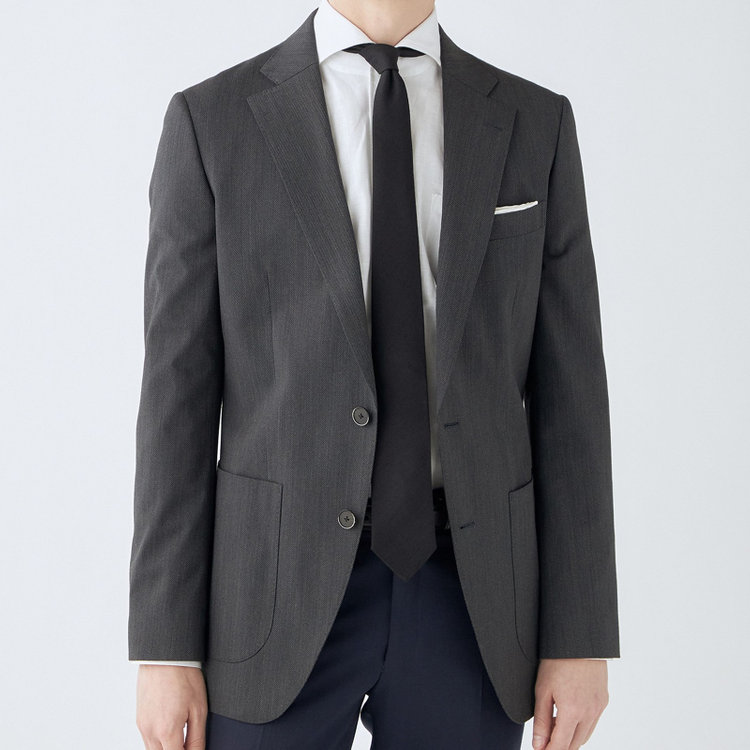 シルバーライン 【4S CROSS】【年間】セットアップジャケット/グレー×カルゼ/パッチポケット グレー中間