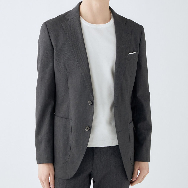 シルバーライン 【4S CROSS】【年間】セットアップジャケット/グレー×カルゼ/パッチポケット グレー中間