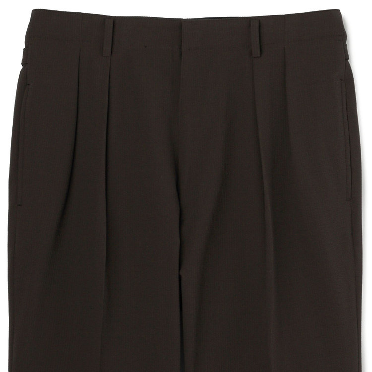 シルバーライン 【RBC】【春夏】2タックパンツ/ブラウン×サッカー/サイド尾錠/4S AIR/※裾上げ必要 茶濃色