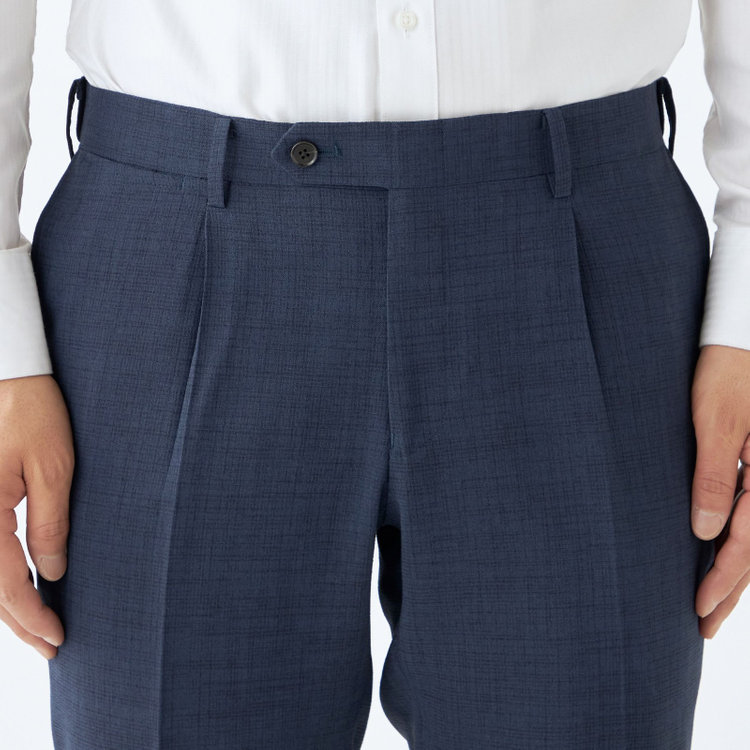 シルバーライン 【CLASSICO TAPERED】【春夏】1タックテーパードパンツ/ネイビー/ウエストムーブ仕様/4S SUSTAINABILITY&ECOLOGY FABRIC/※裾上げ済仕様 紺中間