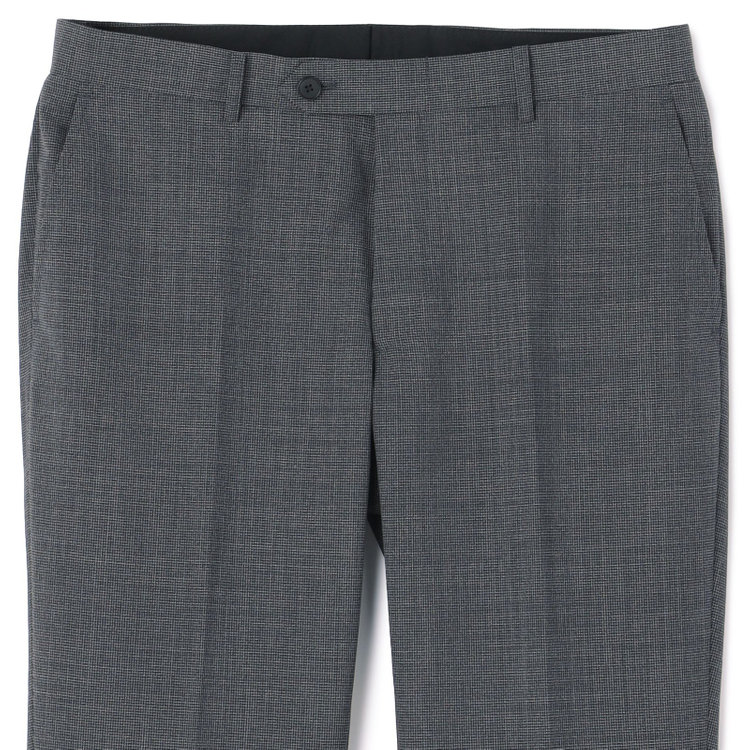 ブラックライン 【KSW】【春夏】スペアパンツ付き/2釦シングルスーツ 0タック/グレー×チェック/WASHABLE SUIT/※パンツ裾直し必要 グレー中間