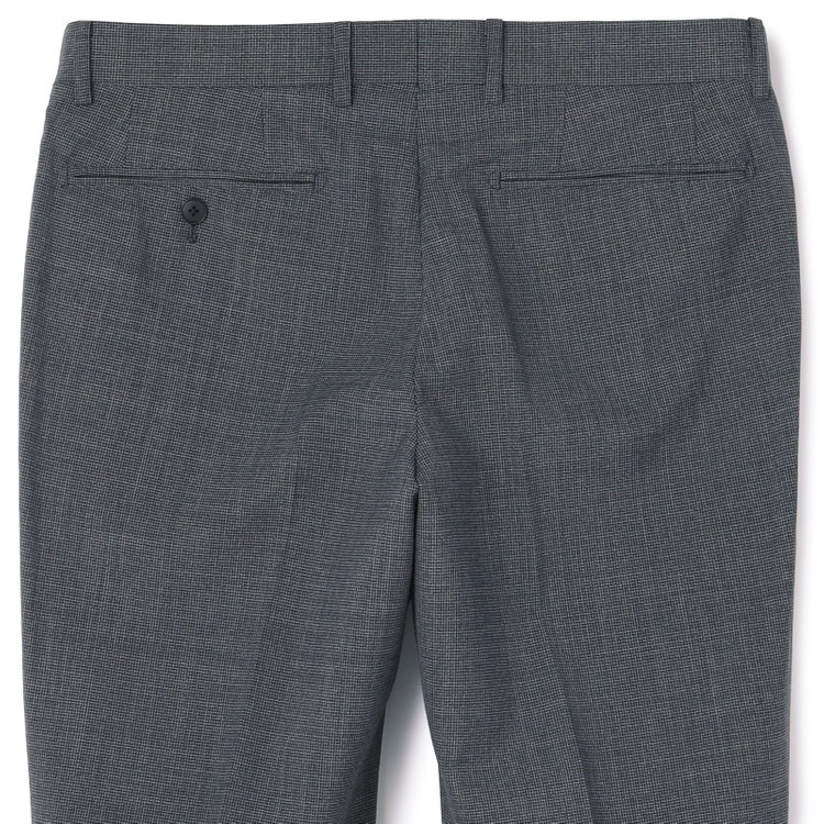 ブラックライン 【KSW】【春夏】スペアパンツ付き/2釦シングルスーツ 0タック/グレー×チェック/WASHABLE SUIT/※パンツ裾直し必要 グレー中間