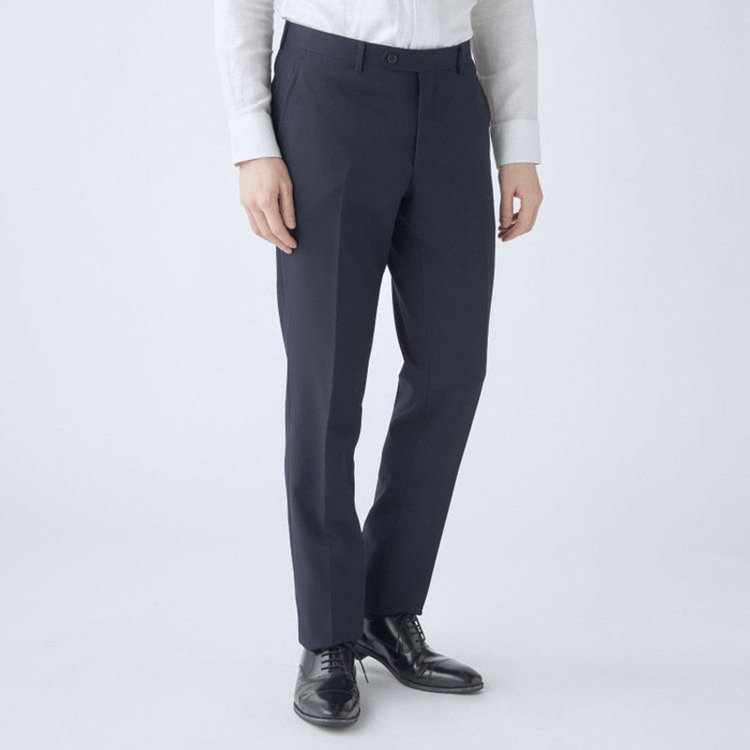 ブラックライン 【KSW】【年間】2釦シングルスーツ 0タック/ネイビー×シャドーストライプ/ウォッシャブルパンツ※裾上げ必要 紺濃色