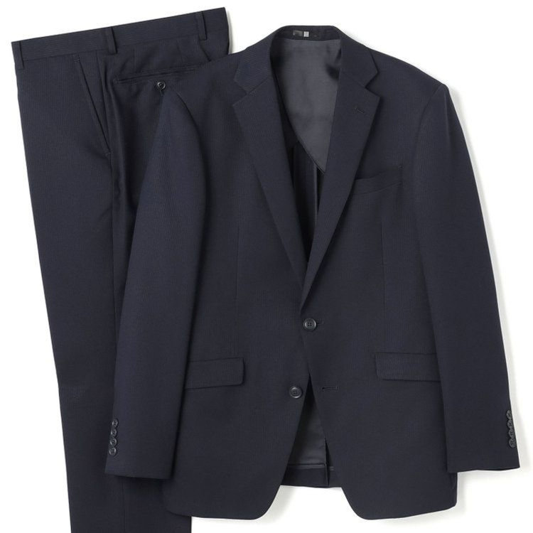 ブラックライン 【KSW】【年間】2釦シングルスーツ 0タック/ネイビー×シャドーストライプ/ウォッシャブルパンツ※裾上げ必要 紺濃色