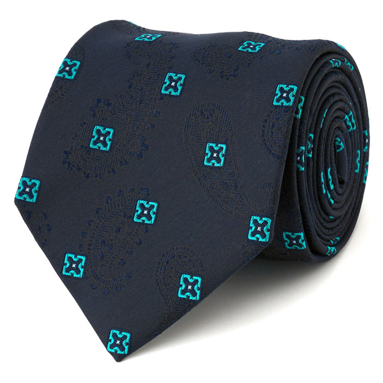 シルバーライン 【SILVER LINE】シルクブレンドペイズリーネクタイ 8.5cm幅/ダークネイビー その他