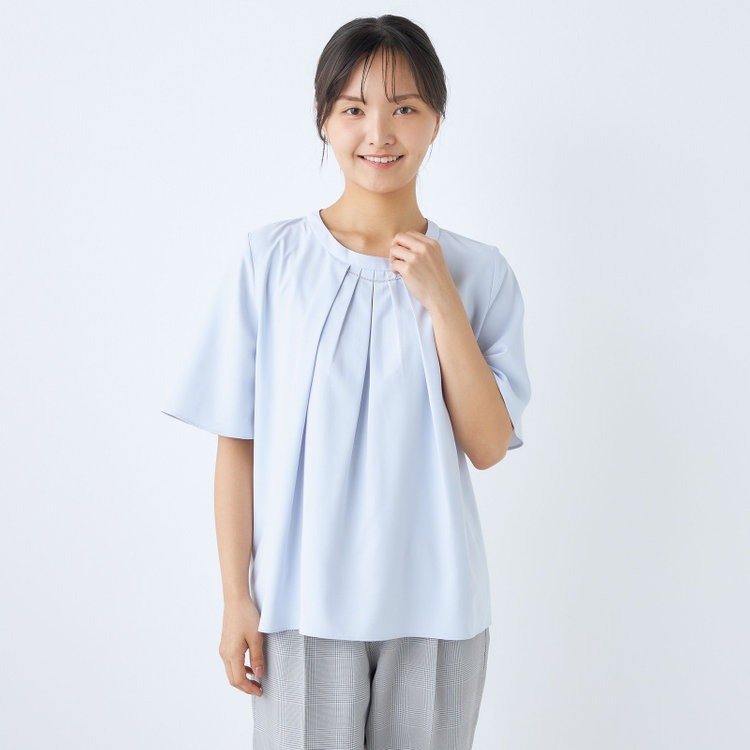 シルバーライン 【SILVER LINE/5分袖】2WAYチェーンビジュー付きプルオーバー/ブルー 青淡色