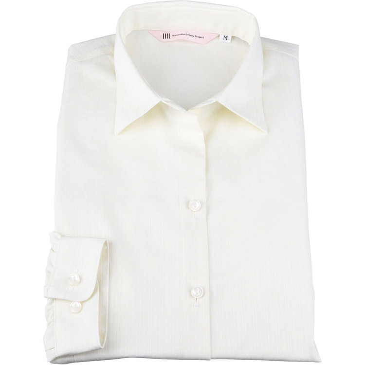 スーツセレクト 【SUIT SELECT×Samantha Thavasa】【長袖】リボン&フリル取り外しスキッパー/イエロー×ドビーストライプ/形態安定 イエロー系(黄)