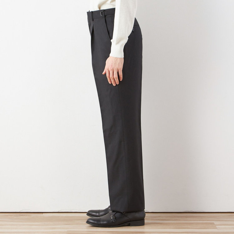 ソノタ 【BLACK LINE】1タックワイドシルエットパンツ/ダークグレー/NEW ZEALAND WOOL MIX/※裾上げ必要 グレー濃色