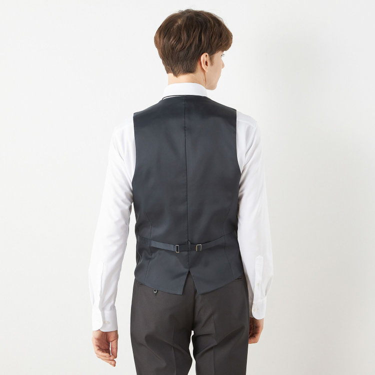 ブラックライン 【SLIM TAPERED_2】【年間】2釦シングルスリーピーススーツ 0タック/グレー/ウエストシャーリング/4S/※パンツ裾直し必要 グレー濃色