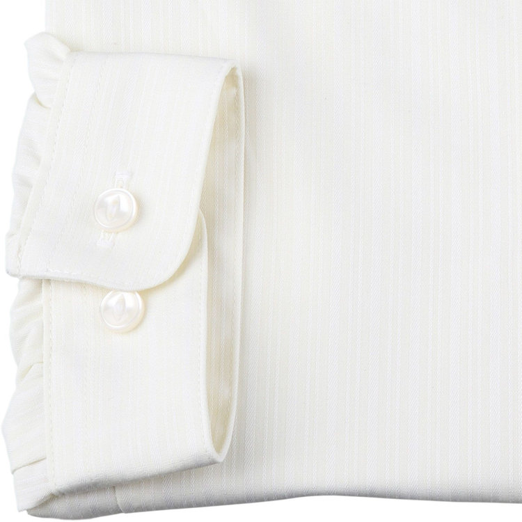 スーツセレクト 【SUIT SELECT×Samantha Thavasa】【長袖】リボン&フリル取り外しスキッパー/イエロー×ドビーストライプ/形態安定 イエロー系(黄)