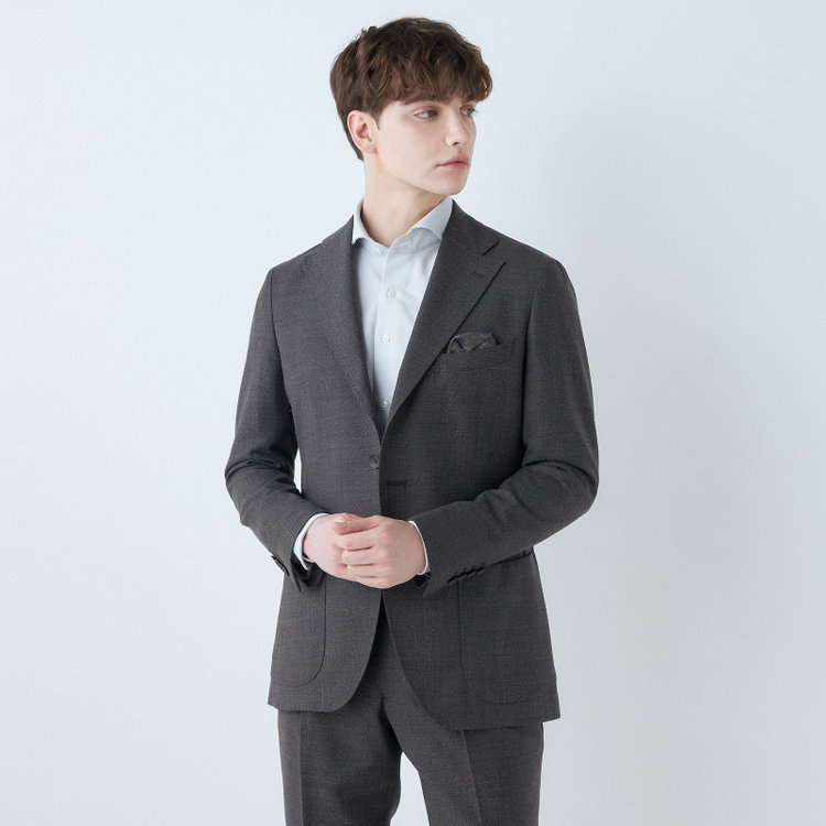 シルバーライン 【CLASSICO TAPERED】【春夏】3釦段返りシングルスーツ 2タック/グレー/パッチポケット/ウエストムーブ/MARZOTTO/※パンツ裾直し必要 グレー濃色
