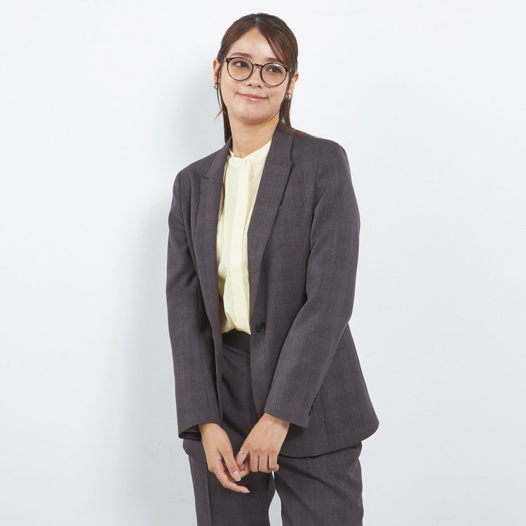 シルバーライン 【SILVER LINE】【秋冬】1釦パンツスーツ/グレー×チェック/ウォッシャブル/ウエストシャーリング/4S SUSTAINABILITY&ECOLOGY FABRIC/※パンツ裾上げ済仕様 グレー中間