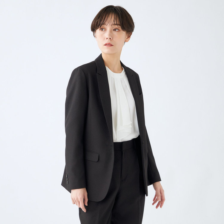 シルバーライン 【RELAX TAPERED】【秋冬】1釦シングルテーパードパンツスーツ/ブラック/ウォッシャブル/※パンツ裾上げ済仕様 黒