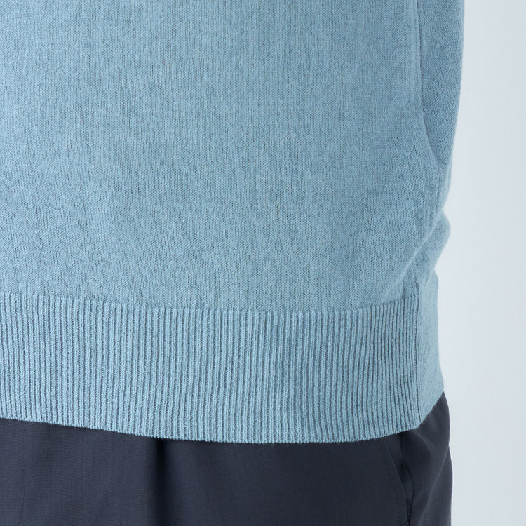 SUIT SELECT　アウトレット 【WEB限定/OUTLET/汚れ・キズ等有】【RBC】【半袖】和紙コットンブレンドクルーネックニットシャツ/ブルー 青中間