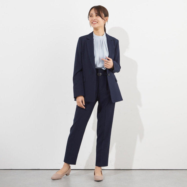 シルバーライン 【SILVER LINE】【年間】1釦シングルパンツスーツ/ネイビー/ウォッシャブル/Naturemier/4S SUSTAINABILITY&ECOLOGY FABRIC/※パンツ裾上げ済仕様 紺中間