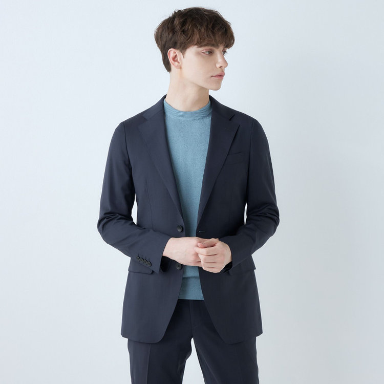 SUIT SELECT　アウトレット 【WEB限定/OUTLET/汚れ・キズ等有】【RBC】【半袖】和紙コットンブレンドクルーネックニットシャツ/ブルー 青中間