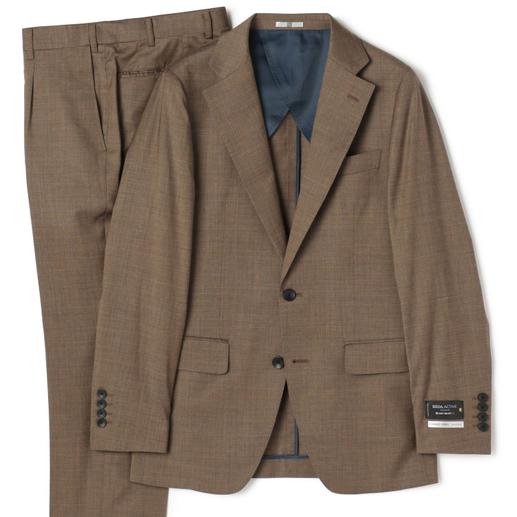 シルバーライン 【CLASSICO TAPERED】【春夏】2釦シングルスーツ 1タック/ブラウン/ウエストムーブ/REDA ACTIVE/NEW ZEALAND MERINO/SHOWER CLEAN/※パンツ裾上げ済仕様 茶淡色