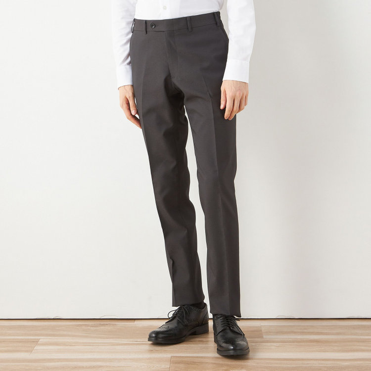 ブラックライン 【SLIM TAPERED_2】【年間】2釦シングルスリーピーススーツ 0タック/グレー/ウエストシャーリング/4S/※パンツ裾直し必要 グレー濃色