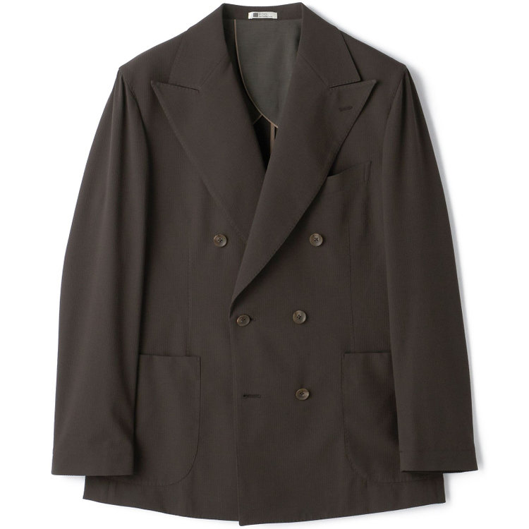 シルバーライン 【RBC】【春夏】6釦2掛けダブルジャケット/ブラウン×サッカー/パッチポケット/4S AIR 茶濃色