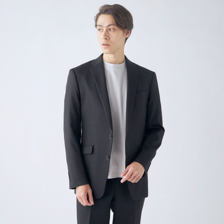 ブラックライン 【KSW】【年間】2釦シングルスーツ 0タック/ブラック×シャドーストライプ/ウォッシャブルパンツ※裾上げ必要 黒