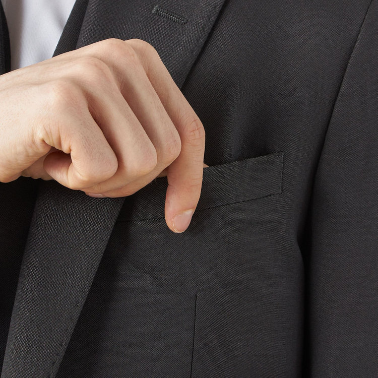 ブラックライン 【SLIM TAPERED_2】【年間】2釦シングルスリーピーススーツ 0タック/グレー/ウエストシャーリング/4S/※パンツ裾直し必要 グレー濃色