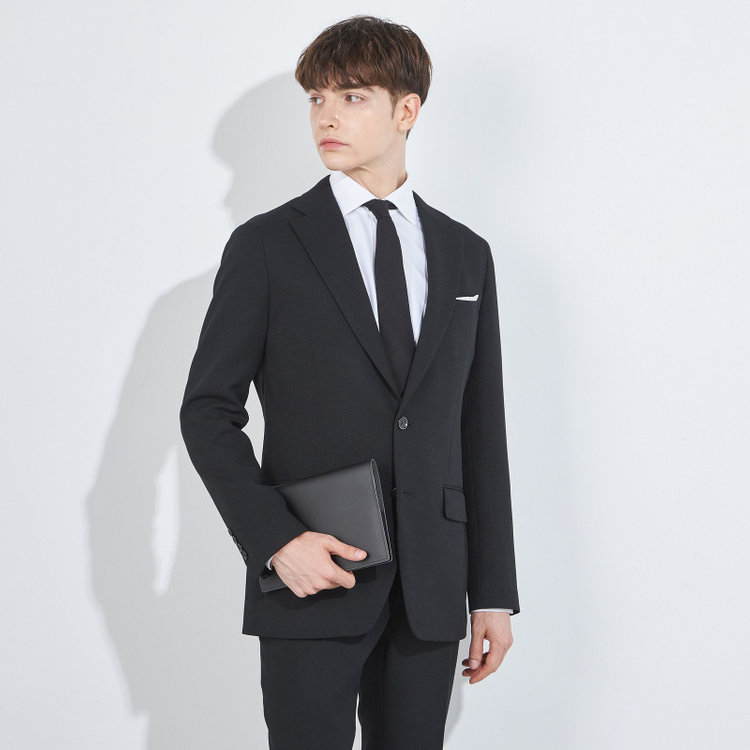 シルバーライン 【CLASSICO TAPERED】【秋冬】2釦ジャケット/ブラック/4S SUSTAINABILITY&ECOLOGY FABRIC 黒