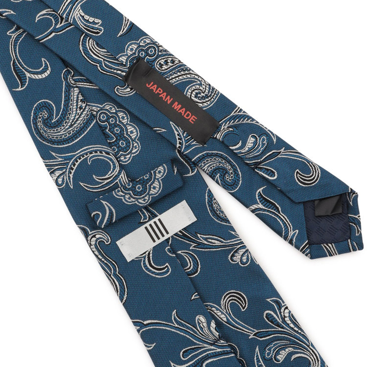 シルバーライン 【発送在庫あり】【SL】シルクペイズリーネクタイ 8.0cm幅/ネイビーブルー×シルバー/JAPAN MADE その他