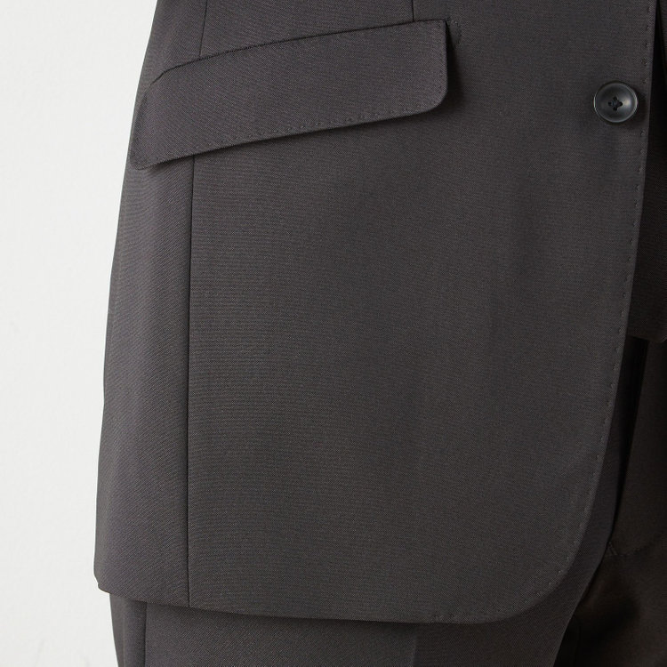 ブラックライン 【SLIM TAPERED_2】【年間】2釦シングルスリーピーススーツ 0タック/グレー/ウエストシャーリング/4S/※パンツ裾直し必要 グレー濃色