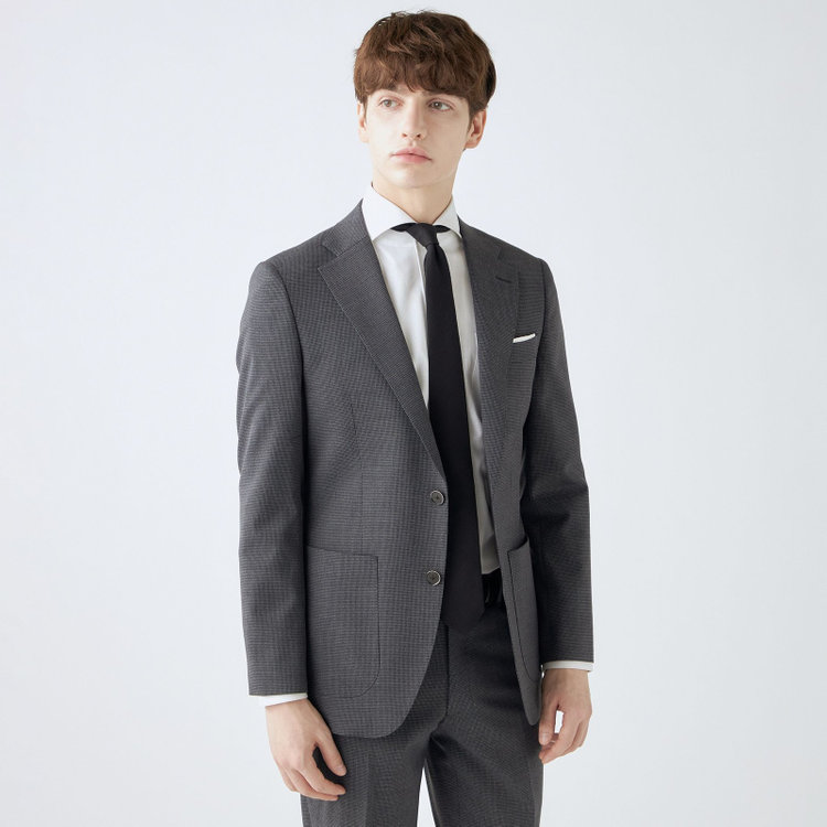 シルバーライン 【4S CROSS】【年間】セットアップジャケット/グレー×ハウンドトゥース/パッチポケット グレー中間