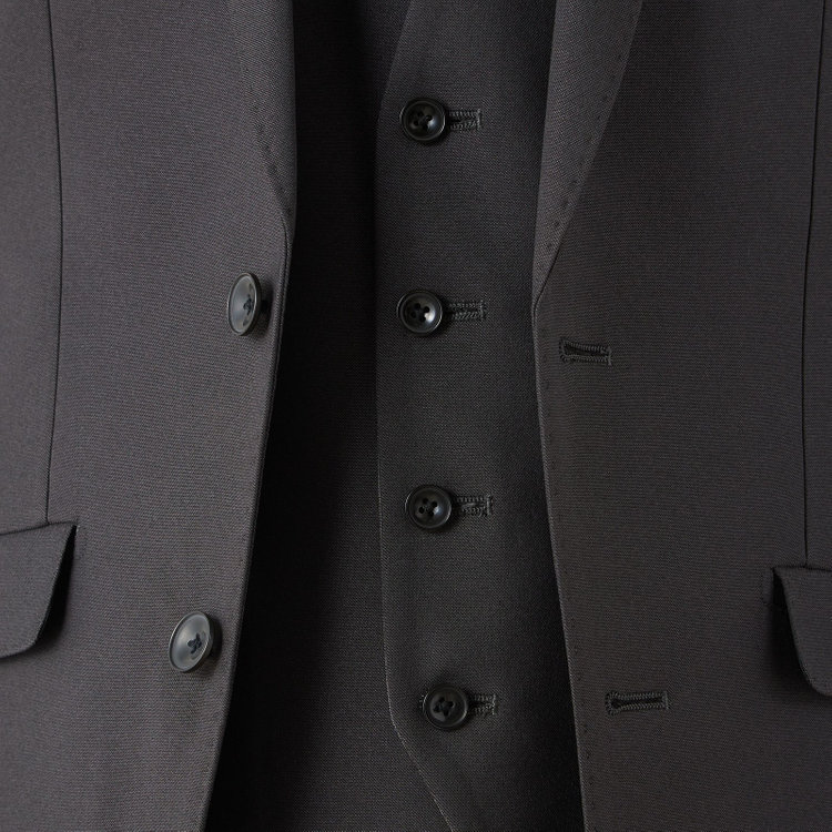 ブラックライン 【SLIM TAPERED_2】【年間】2釦シングルスリーピーススーツ 0タック/グレー/ウエストシャーリング/4S/※パンツ裾直し必要 グレー濃色