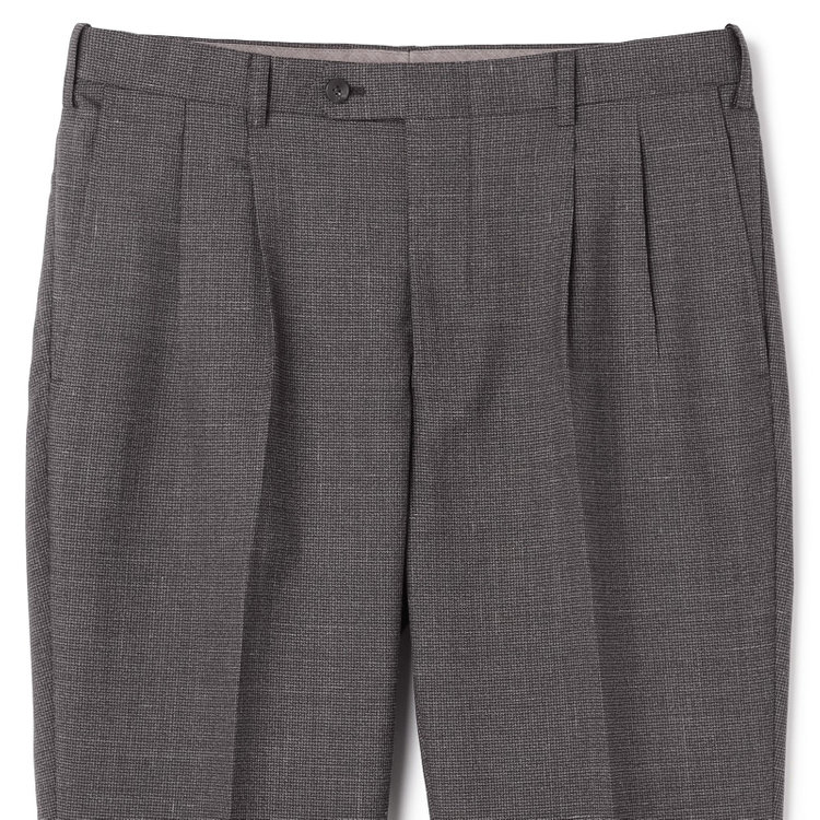 シルバーライン 【CLASSICO TAPERED】【春夏】3釦段返りシングルスーツ 2タック/ブラウン×ハウンドトゥース/ウエストムーブ/NEW ZEALAND WOOL MIX/※裾上げ必要 茶中間