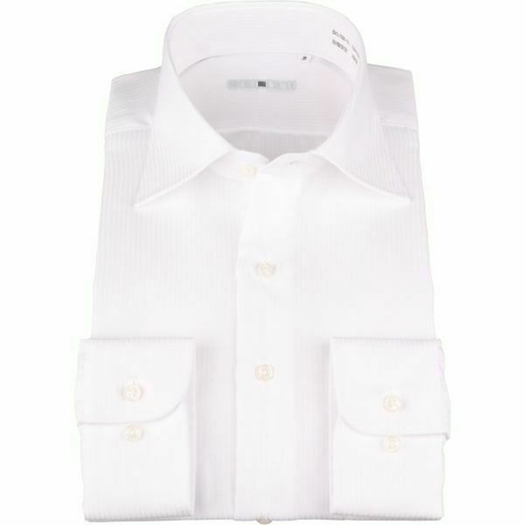 ブラックライン 【SL-4】【形態安定】ワイドカラードレスワイシャツ/ホワイト×ドビーストライプ ホワイト系(白)