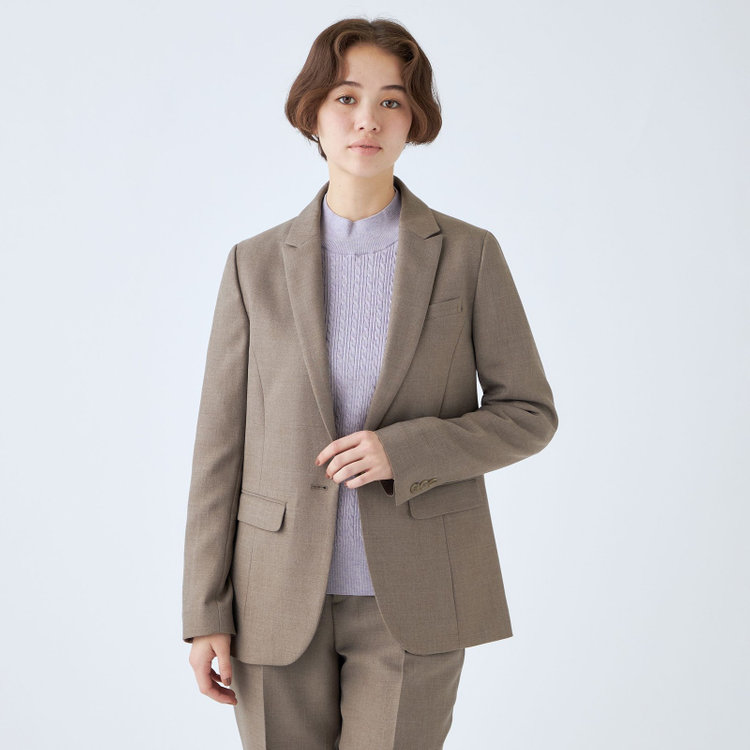 シルバーライン 【RELAX TAPERED_2】【秋冬】1釦シングルテーパードパンツスーツ/グレイッシュモカ/ウォッシャブル/4S SUSTAINABILITY&ECOLOGY FABRIC/※パンツ裾上げ済仕様 茶淡色