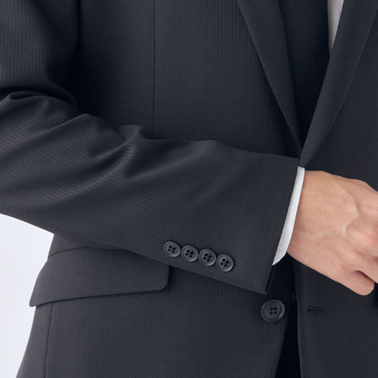 ブラックライン 【KSW】【年間】2釦シングルスーツ 0タック/ブラック×シャドーストライプ/ウォッシャブルパンツ※裾上げ必要 黒