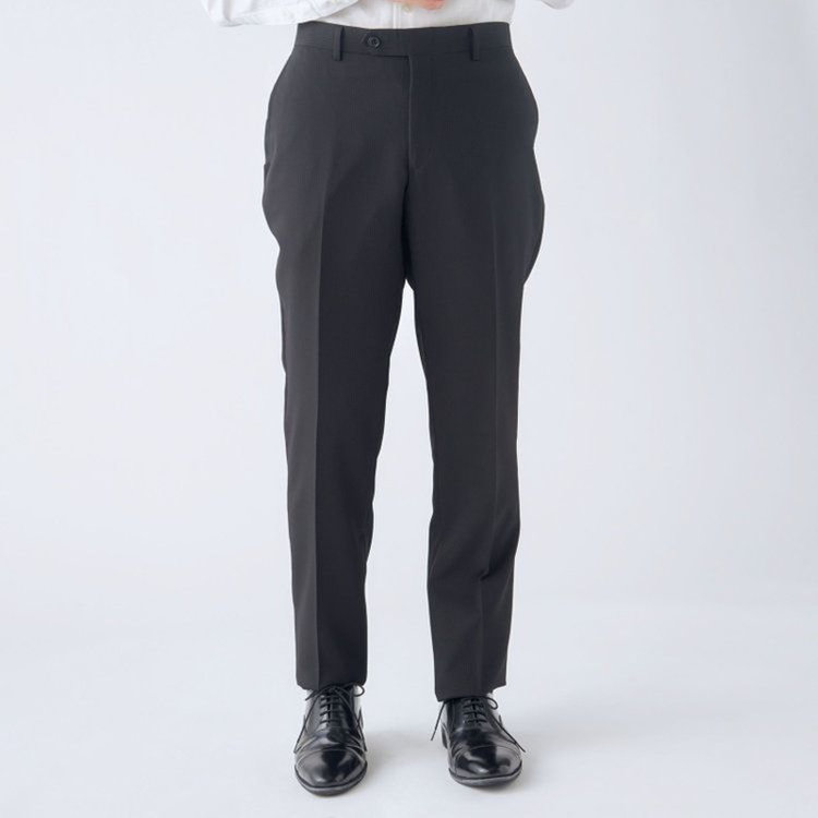 ブラックライン 【KSW】【年間】2釦シングルスーツ 0タック/ブラック×シャドーストライプ/ウォッシャブルパンツ※裾上げ必要 黒