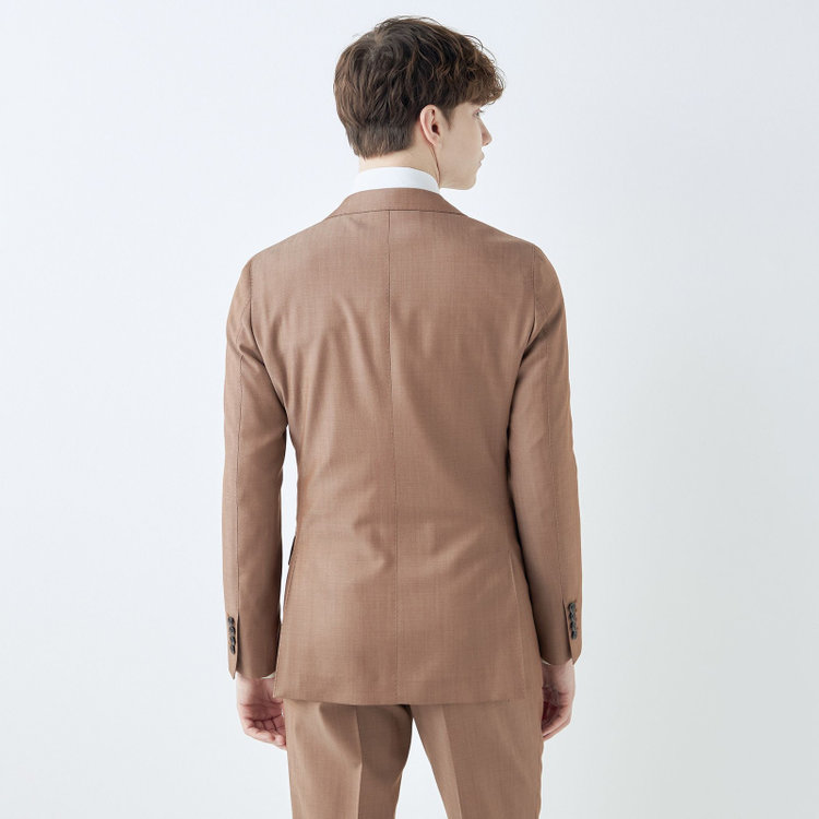 シルバーライン 【発送在庫あり】【CLASSICO TAPERED】【春夏】6釦2掛けダブルスーツ 2タック/ライトブラウン/チェンジポケット/MARZOTTO/※パンツ裾直し必要 茶淡色