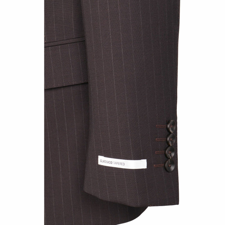 スーツセレクト 【WEB限定/OUTLET】【CLASSICO TAPERED】【春夏】2釦シングルスーツ 1タック/ブラウン×ストライプ/ウォシャブル ブラウン系(茶)