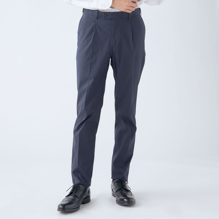 シルバーライン 【CLASSICO TAPERED】【春夏】1タックテーパードパンツ/ネイビー/ウエストムーブ/ICE EFFECT/※裾上げ必要 紺濃色