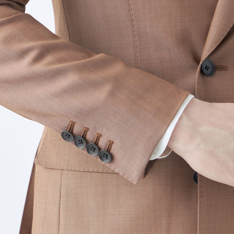 シルバーライン 【発送在庫あり】【CLASSICO TAPERED】【春夏】6釦2掛けダブルスーツ 2タック/ライトブラウン/チェンジポケット/MARZOTTO/※パンツ裾直し必要 茶淡色