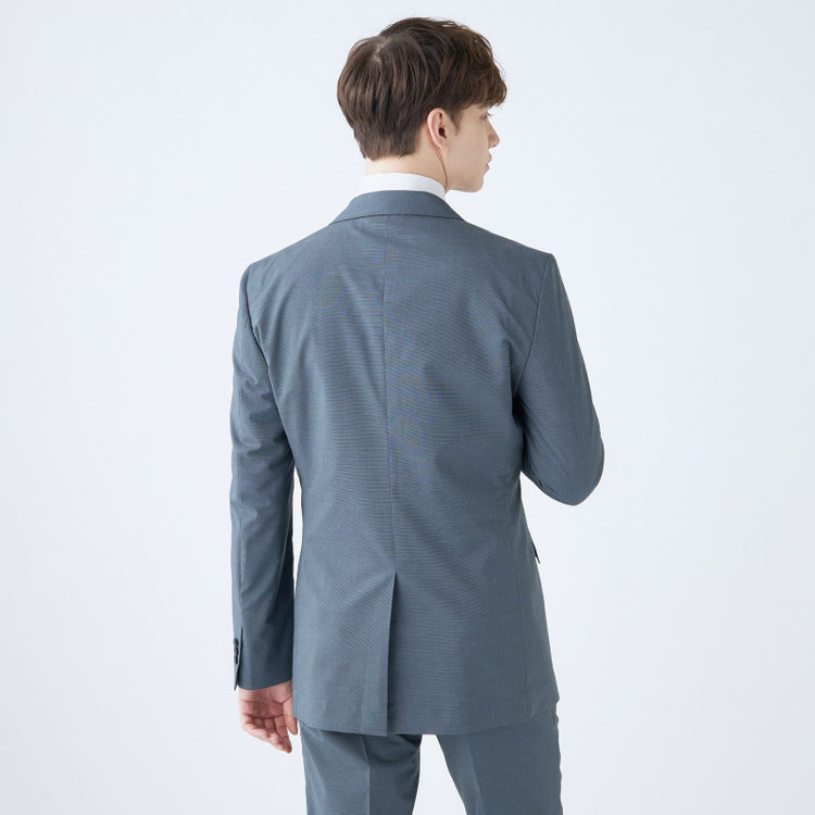 ブラックライン 【SLIM TAPERED_2】【春夏】2釦シングルスーツ 0タック/ブルー/ウエストシャーリング/4S SUSTAINABILITY&ECOLOGY FABRIC/ウォッシャブル/※パンツ裾上げ済仕様 緑中間