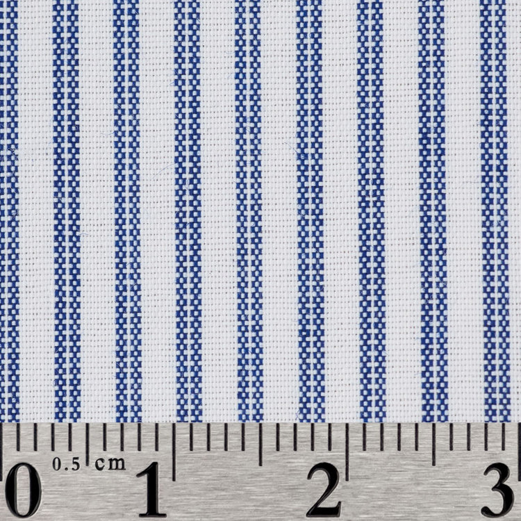 スーツセレクト 【国内縫製】【パターンオーダー】【形態安定】ワイシャツ/ホワイト×ネイビーストライプ/吸水速乾/接触冷感(POLYESTER75%/COTTON25%/) 紺中間