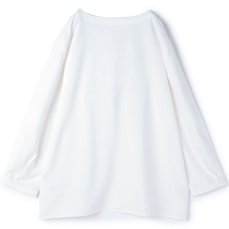 シルバーライン 【SILVER LINE/7分袖】パール釦付きキーネックプルオーバー/ホワイト/「ウォッシャブル可能」「2WAYストレッチ」「防シワ」「UV加工」「接触冷感」「透け軽減」 白