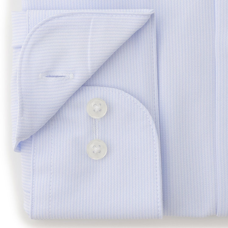 ブラックライン 【BLACK LINE】ワイドカラーワイシャツ/ブルー×ドビーストライプ/「4S」スーパーノンアイロン・ストレッチ 紺淡色