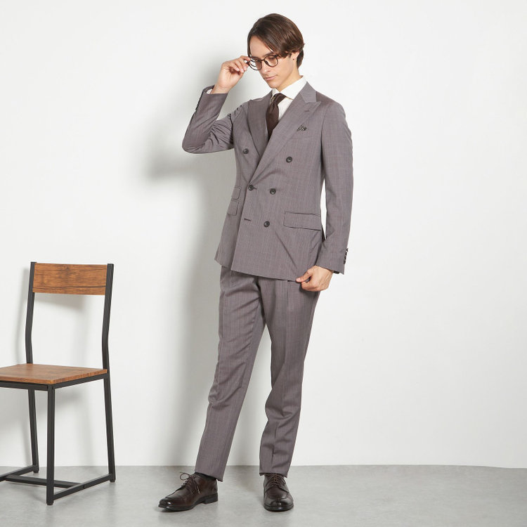 シルバーライン 【CLASSICO TAPERED】【春夏】6釦2掛けダブルスーツ 2タック/グレー/MARZOTTO/※裾上げ必要 茶濃色
